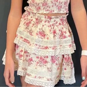 Katie J NYC Floral Pink and White Skirt